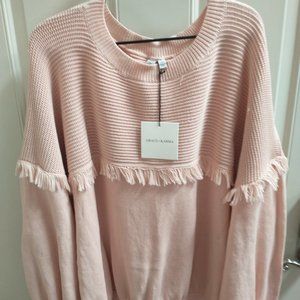 Grace + Karma Women's Size 1X Light Pink Fringe Sweater NWT
